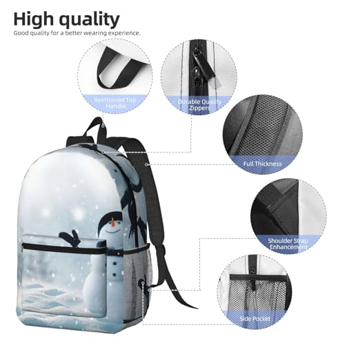 Mochila universitaria de Navidad unisex con compartimento escolar y estampado negro navideño 5