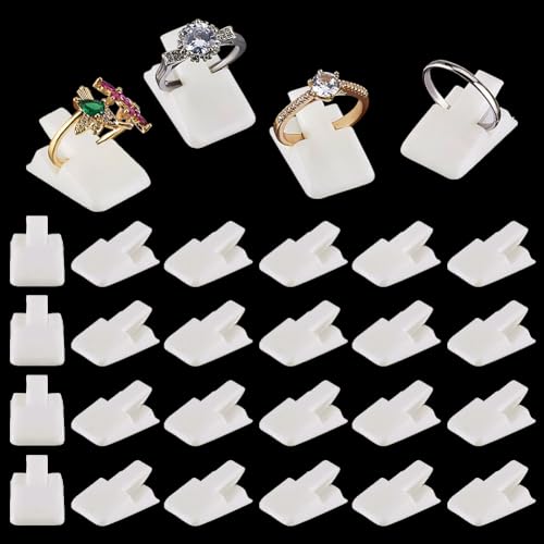 PH PandaHall 36pcs Support de Bague en Plastique - Présentoir Simple pour Bijoux - Pour Salon de Bague à Domicile - Blanc