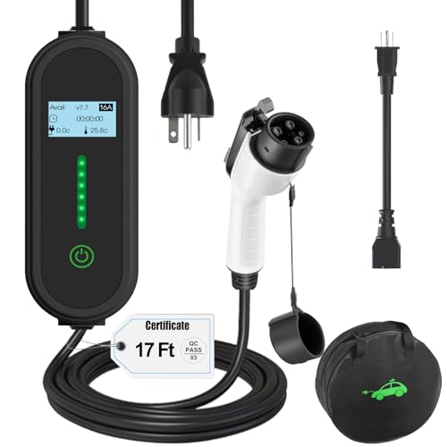 ENERGYGENIE EV Charger Level 1 Level 2 for All SAE J1772 Electric Cars,16A 110V/240V Portabl Electric Vehicle Charging Station with NEMA 6-20 Plug & NEMA 5-15 Adapter