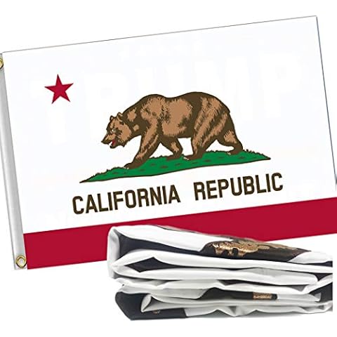 ERT California Flag Double Sided 3x5 Ft Outdoor Embroidered Durable 300D Nylon for Outside - UV Fade Resistan - Brass Grommets - California Republic Bear State Flag CA Flags Cover