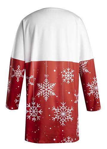White Christmas Snowflake Tunic Dress with Pockets - Image 6