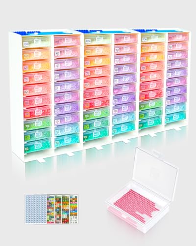 ForeverYoung 3-in-1 Diamond Art Tray Set Diamond Art Storage Containers Tray & Rack All-in-One with Top Tool Storage & Anti-Tip Stability Diamond Painting Accessories and Tools (3 Packs 60 PCS)