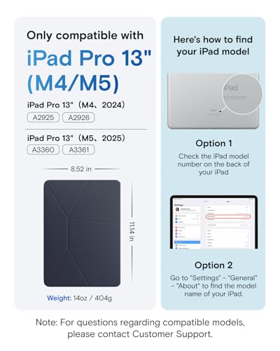 Image of MOFT Dynamic Folio Case for iPad Pro 13-inch(M5 2025 /M4 2024), Silm Magnetic Stand Case with 20+ Viewing Angles, Auto Wake /Sleep, Ultra Thin,Navy Blue