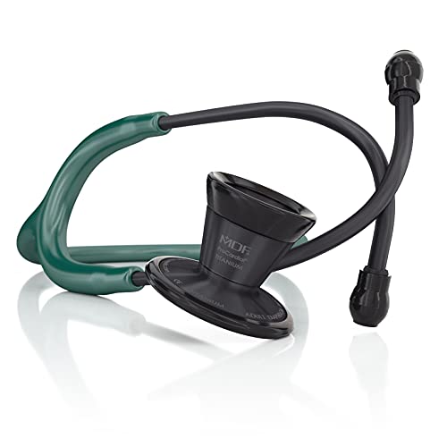 Image of MDF Instruments, ProCardial Cardiology Stethoscope, Lightweight Titanium, Adult, Dual Head, Emerald Green Tube, Black Chestpiece-Headset, MDF797TBO21