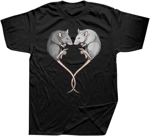 Funny Rat Lover Heart T Shirts Graphic Cotton Streetwear Short Sleeve Birthday Gifts Summer Style T-Shirt Mens Clothing T-Shirt Black M