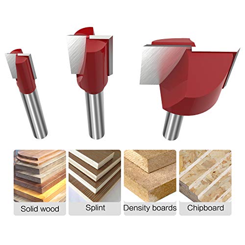 Cleaning Bottom Router Bit Set 1/4 Inch Shank Double Flute Carbide Tipped Cutter Up Shear Flat Spoilboard Surfacing Planing Tool- 5/16" 1/2" 1" Inch Cutting Diameter 3 Pcs by ROOCBIT - Thumbnail 4