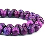 DIQIO Jade Stone Beads for Jewelry Making - 10mm Gemstone Round Loose Beads for Bracelets(35-37pcs, Sugilite Jade)