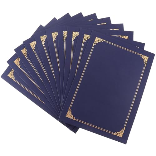 Couvertures de certificat bleu et or lot de 10 porte-diplôme rigide en papier pour cérémonies