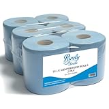Blake & White Centrefeed Blue Rolls 6 Pack - Purely Smile 2 Ply Tissue Roll for Wiping Surfaces & Drying Hands - 300 Sheets Strong & Ultra Absorbent Blue Roll | PS1216 - Image 1