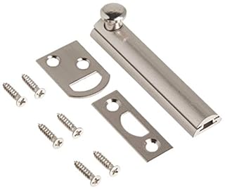 Hickory Hardware Security Slide Latch Door Lock Bolt | 1 Pack | Heavy-Duty Hardware for Flush or Recessed Doors and Gates | 3 Inch | Satin Nickel