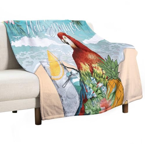 Couverture douce Hello Summer 127x152 cm motif perroquet - 2