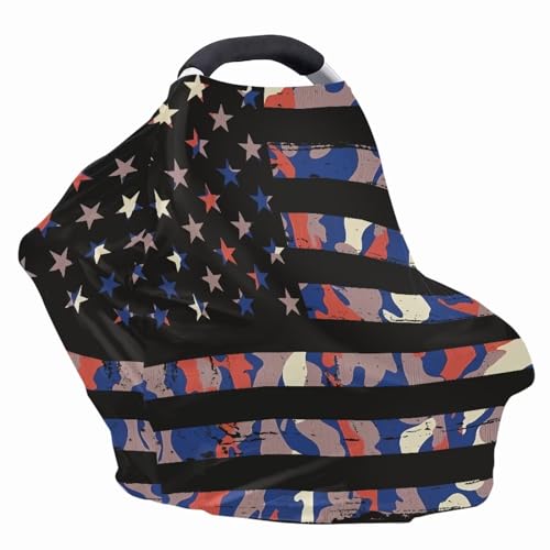 Image of American Flag Camo Car Seat Covers Multi-Purpose Windproof Car Seat Canopy Cover Dust Cover Privacy Protection Durable Multifunctional Breastfeeding Scarf