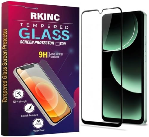 Image of RKINC Tempered Glass for Poco M7 (6.88 Inch) Military Grade Gorilla Screen Guard Protector | With Installation Kit | Edge to Edge Coverage | Black