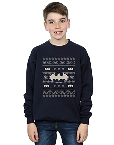 DC Originals Boys Christmas Knit Batman Sweatshirt Navy Blue 9-11 Years