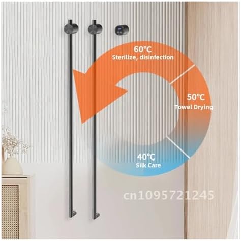 Bathroom Vertical Heated Towel Rail Bathrobe 2 Rack Electric Smart Thermal Bar Hidden Towel Warmer Towel Wire Heated(Matt Black,Other_110V)
