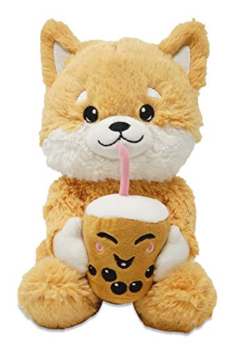 Cuddle Barn | BFF Furrever - Sippin' Shiba Twirler 9" Animated Stuffed Animal Plush Toy | Trendy Shiba Inu Puppy with Delicious Boba Twirls, Slurps, Giggles and Enjoys a Smiling Happy Bubble Tea Drink