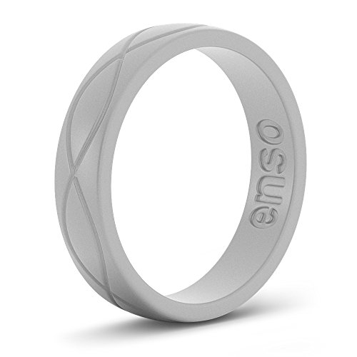 Enso Rings Women’s Infinity Silicone Wedding Ring – Hypoallergenic Wedding Band for Ladies – Comfortable Band for Active Lifestyle – 4.5mm Wide, 1.5mm Thick Misty Gray Size: 6