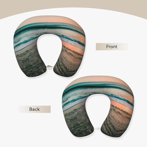 Almohada cervical poliéster negra con diseño playa miniatura 2