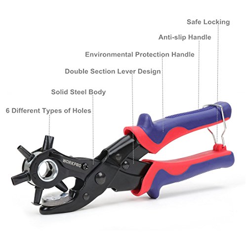 Revolverlochzange WORKPRO für Leder, Gürtel und mehr