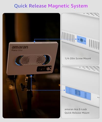 Image of amaran Pano 120c Kit RGB LED Video Light,120w Full Color Panel Light,Compact & Portable,APP Control, w /Softbox Studio Lighting for Outdoor Filming Recording Streaming (Pano 120c - Charcoal)