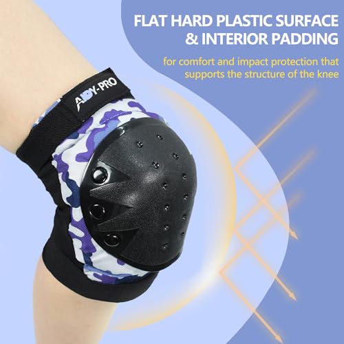 AIDY-PRO Adult Knee Pads and Elbow Pads Set Skateboard Protective Gear, Skateboard Wrist Guards Adult for Roller Skating Skateboarding Biking Blue