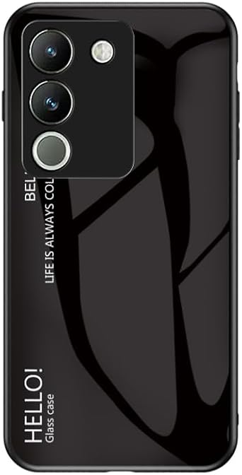 Compatible with Honor V30 5G / V30 Pro 5G Case,3-Layer Combination PC Glass Back Panel+TPU Silicone Anti-Drop Phone Case Cover Black