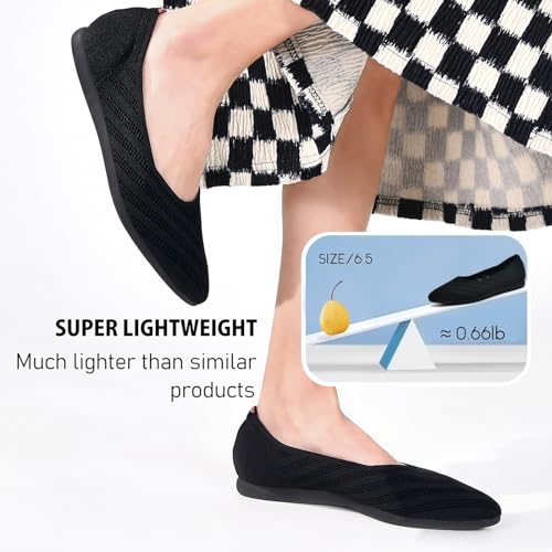 buyrew women39s ballet flats pointed toe knit slip on arch support comfortable dress shoes for women low wedge casual work flats