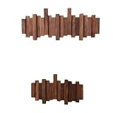 ELECANE Key Holder Wall Mount, Splicable Wooden Piano Coat Rack Wall Mount, Modern Wall Art Flip Down Magnetic Hooks Wall Hook Hat Hanger for Entryway Key Holder Bedroom Kitchen (Walnut, 6Hooks)