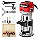 6.5-Amp 1.25 HP Compact Router with Fixed Base, 5 Trim Router Bits, Variable Speed, Edge Guide, Roller Guide and Dust Hood, Avid Power MW104