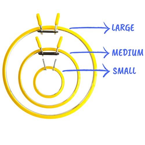 Premium Quality, Yellow Metal Spring Tension Embroidery Hoop, Cross Stitch Hoop, Darning Hoops, Embroidery Tension Frame Shed For Embroidery And Cross Stitch (Yellow, Medium) #TOP1