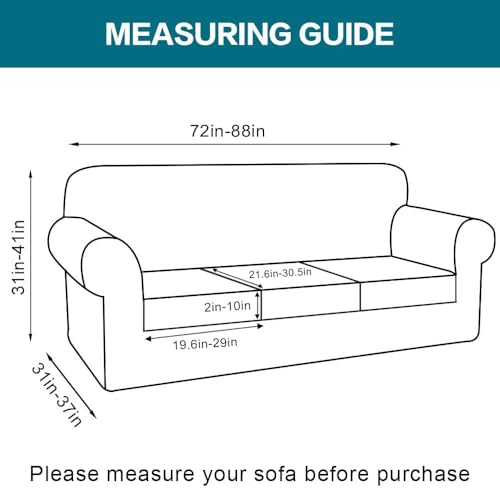 Turquoize 4 Piece Sofa Covers for 3 Cushion Couch Sofa Slipcover Soft Couch Cover for Dogs-Washable Sofa Furniture Covers with 3 Individual Cushion Covers (3 Cushion Sofa, Rust) by Turquoize - Used condition - Image 2