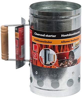 Charcoal Starter BBQ Collection 27x17 CM Fire Lighter Coal Large Burner Tough Stainless Steel and Wooden Handle