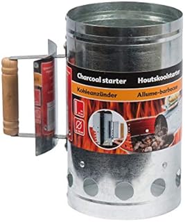 Charcoal Starter BBQ Collection 27x17 CM Fire Lighter Coal Large Burner Tough Stainless Steel and Wooden Handle