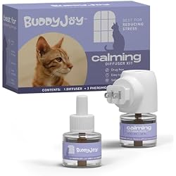 Cat Calming Diffuser Refills Long-Lasting 30-Day Formula with Pheromones for Stress Relief, Relaxation, and Anxiety Reduction in Cats 1 Diffuser + 2 Refills