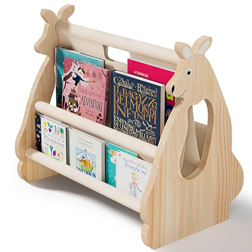 EURYUNG Kinder Bücherregal aus Holz - Montessori Regal für Kinderzimmer l Kinderzimmer Möbel, Buch-Organizer für Kinderzimmer | Aufbewahrung Baby Bücher