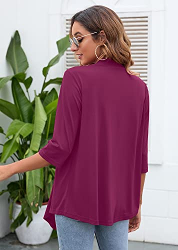 Image of Heymoments Women's Lightweight Open Front Cardigans 3 /4 Sleeve Casual Soft Drape Fall Cardigan S-2XL