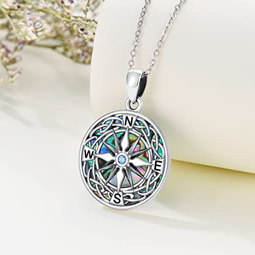 Proess Celtic Knot Compass Necklace Sterling Silver Compass Pendant Necklace Inspirational Nautical Compass Jewelry Gifts For Women Girls Graduation #TOP3
