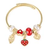 pulseras oso tous aliexpress 【Estilo 216-Fresa】Charm de Esmalte de Fresa, Búho, Corazón