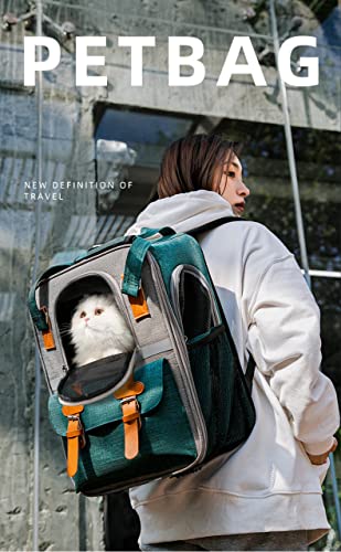 Mochila para mascotas SEOUGEE ventilada con rayas reflectantes para la noche 3