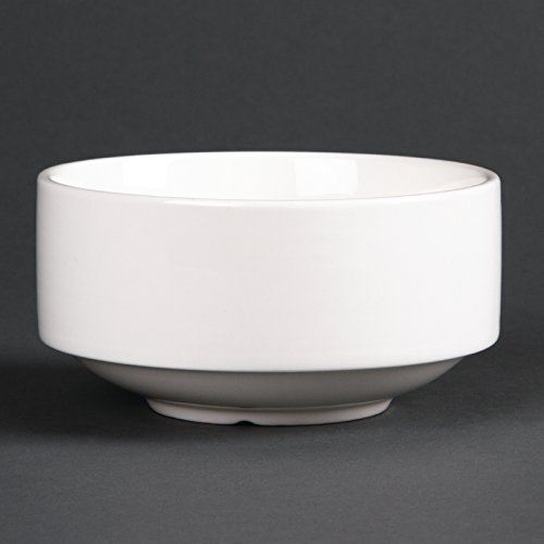 6X Lumina Fine China Stacking Soup Bowls 398ml 14oz White Kitchen Dish, 14 oz (398 ml)