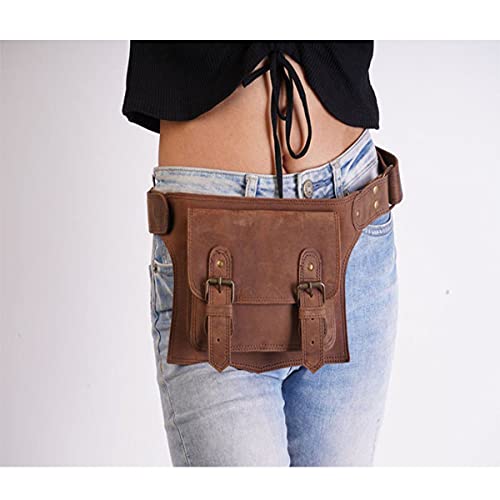 WFTD Sac Médiéval De Jambe De Rivet De Cuir D'unité Centrale, Sac De Ceinture De Taille De Roche Rétro Steampunk Sacs De Taille De Bandoulière Pochette De Téléphone, Accessoire De Costume,B Cover