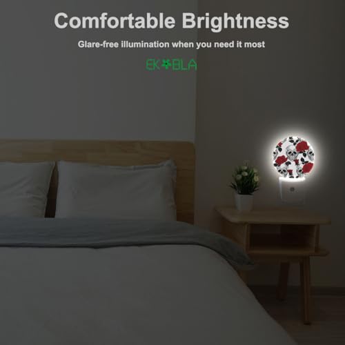 Image of EKOBLA Halloween Rose and Skull Night Light, Vintage Seasonal Night Lights Plug Into Wall with Dusk to Dawn Sensor for All Ages