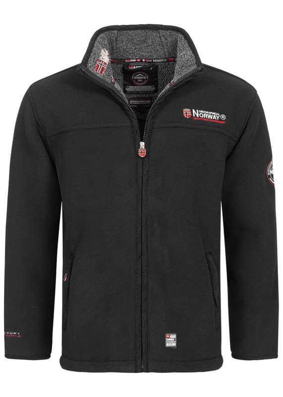 Geographical Norway Ubolt Heren warme dikke fleece ritssluiting heren warme winter sweatshirt jas zacht - lange mouwen gevoerd sweatshirt - ideaal herfst winter, Donkerblauw, S