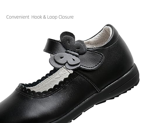Girls Genuine Leather School Uniform Dress Shoes Bow Black Mary Jane Flats for Toddler/Little Kid/Big Kid4