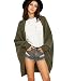 ROMWE Women's Loose Long Sleeve Open Front Knit Cardigan Sweater Army Green one-size