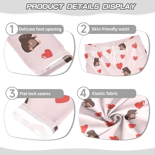 ZZKKO Girls Leggings Cute Moles with Hearts Toddler Girls Clothes Leggings for Girls Toddler Girls Leggings 3-4T3