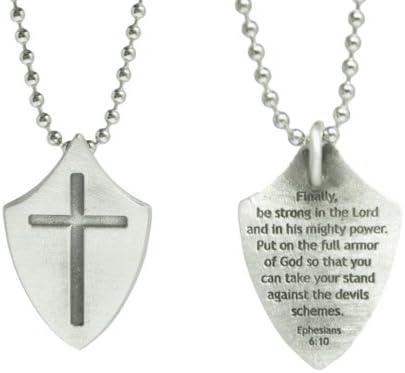 RZSAIDA Armor of God Shield with Cross Necklace