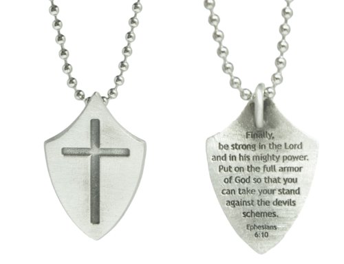 RZSAIDA Armor of God Shield with Cross Necklace