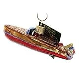 Old World Christmas Classic Wooden Boat Glass Blown Ornament for Christmas Tree, Handcrafted Holiday...