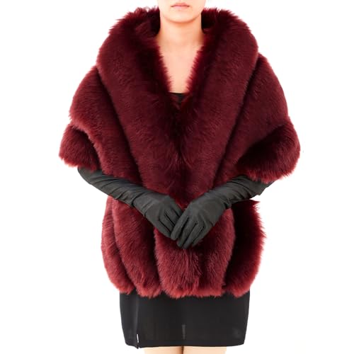 Chal largo de piel sintética para vestido de boda con guantes de ópera elásticos de fiesta
